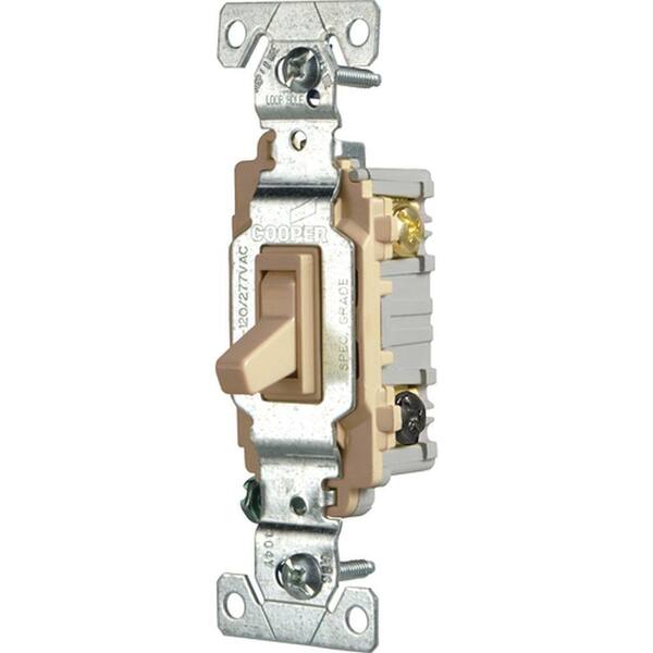 Eaton Commercial Grade 15 Amp 3-Way Toggle Switch with Back and Side Wiring, Ivory