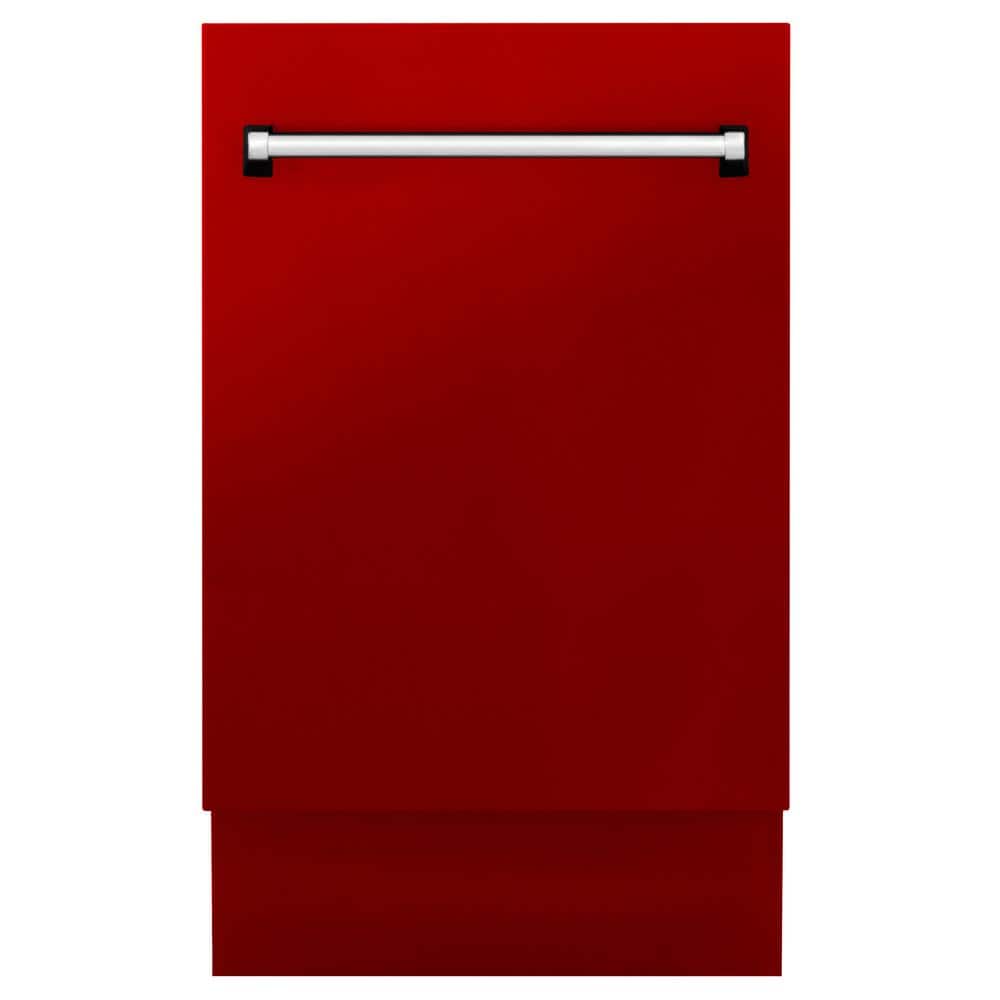 ZLINE Kitchen and Bath Tallac Series 18 in. Top Control 8-Cycle Tall Tub Dishwasher with 3rd Rack in Red Gloss