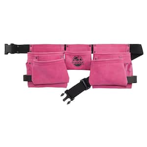 11-Pocket Suede Leather Work Apron in Pink