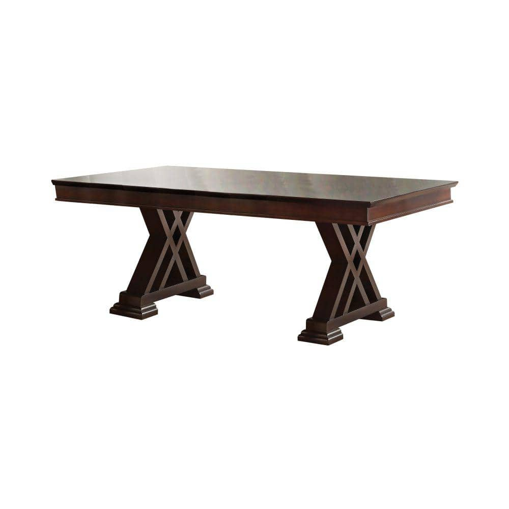 Benjara 42 In. Brown Wood Top Double Pedestal Base Dining Table (Seat ...