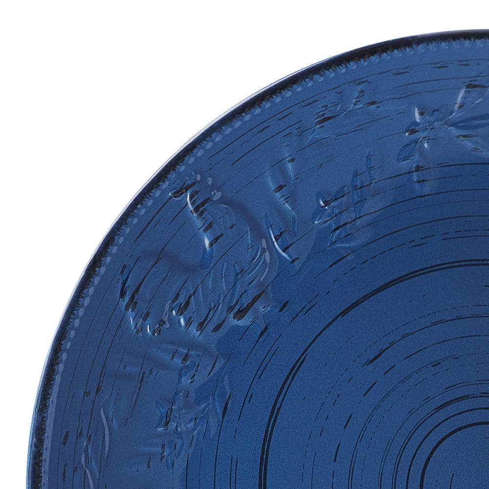 Trellis Blue Ceramic Rooster 12-Piece Dinnerware Set