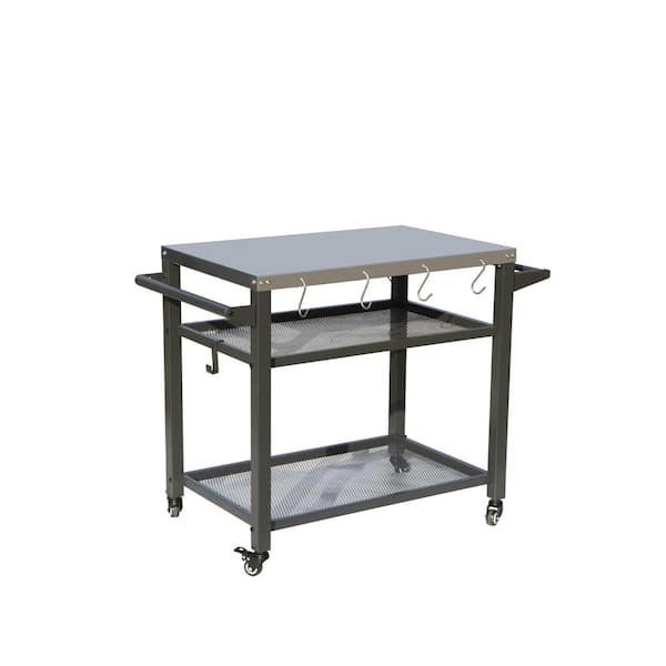 spca 3-Shelf Outdoor Grill Table, Grill Cart with Wheels, Outdoor Pizza Oven and Food Prep Table, Blackstone Table