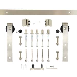 Expressions 78 in. Satin Nickel Bent Strap Sliding Barn Door Hardware and Track Kit