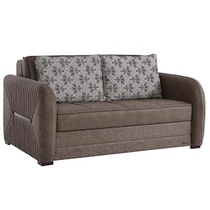 Lightning Collection Convertible 67 in. Dark Brown Suede 2-Seat Loveseat with Storage