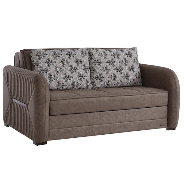 Ottomanson Lightning Collection Convertible 67 in. Dark Brown Suede 2-Seat Loveseat with Storage