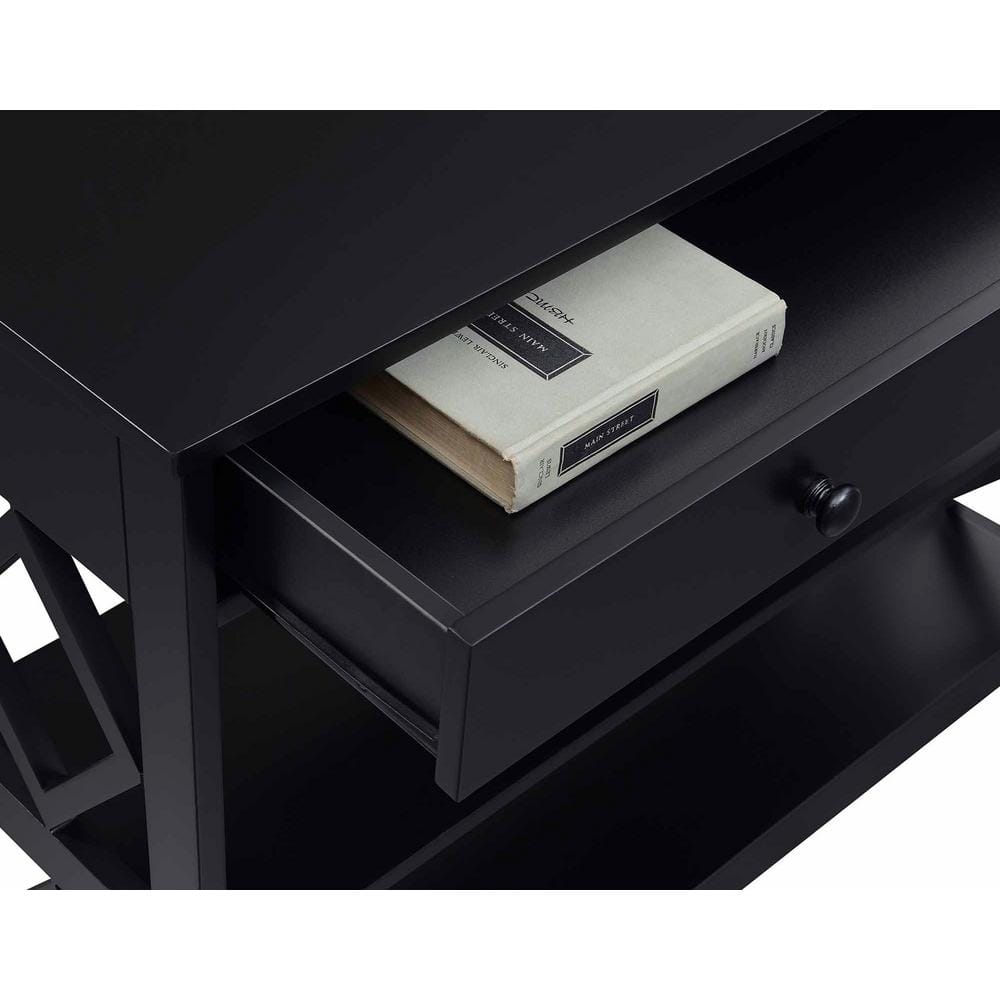 Sleek Diamond 40" Black Console Table with Storage