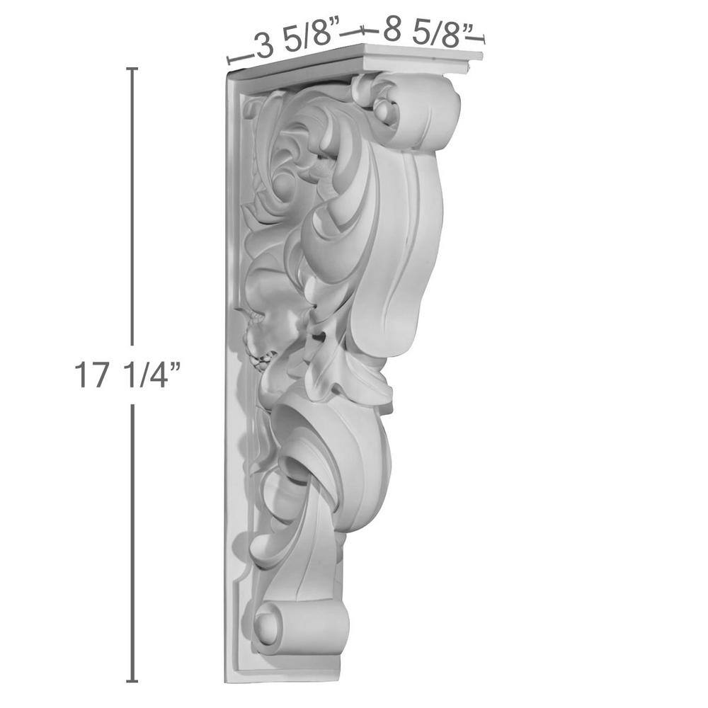 White Polyurethane Decorative Kent Corbel 3-5/8" x 8-5/8" x 17-1/4"