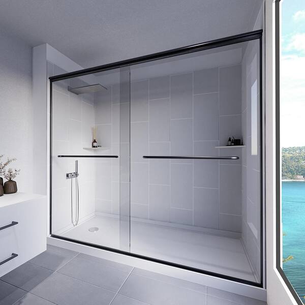 THERMAGLASS Dove GreyRainier 60 in. x 32 in. x 83 in. Base/Wall/Door Rectangular Alcove Shower