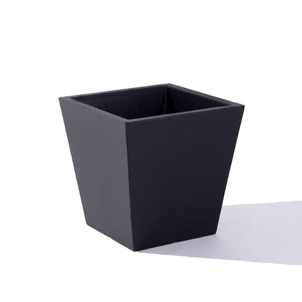 Everton Short Onyx Black Plastic Outdoor 2-Pack Square Planter