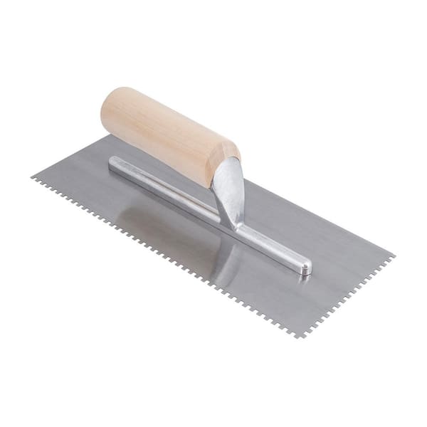 1/8 in. x 1/8 in. x 1/8 in. Square Notch Pro Wood Flooring Trowel with Wood Handle