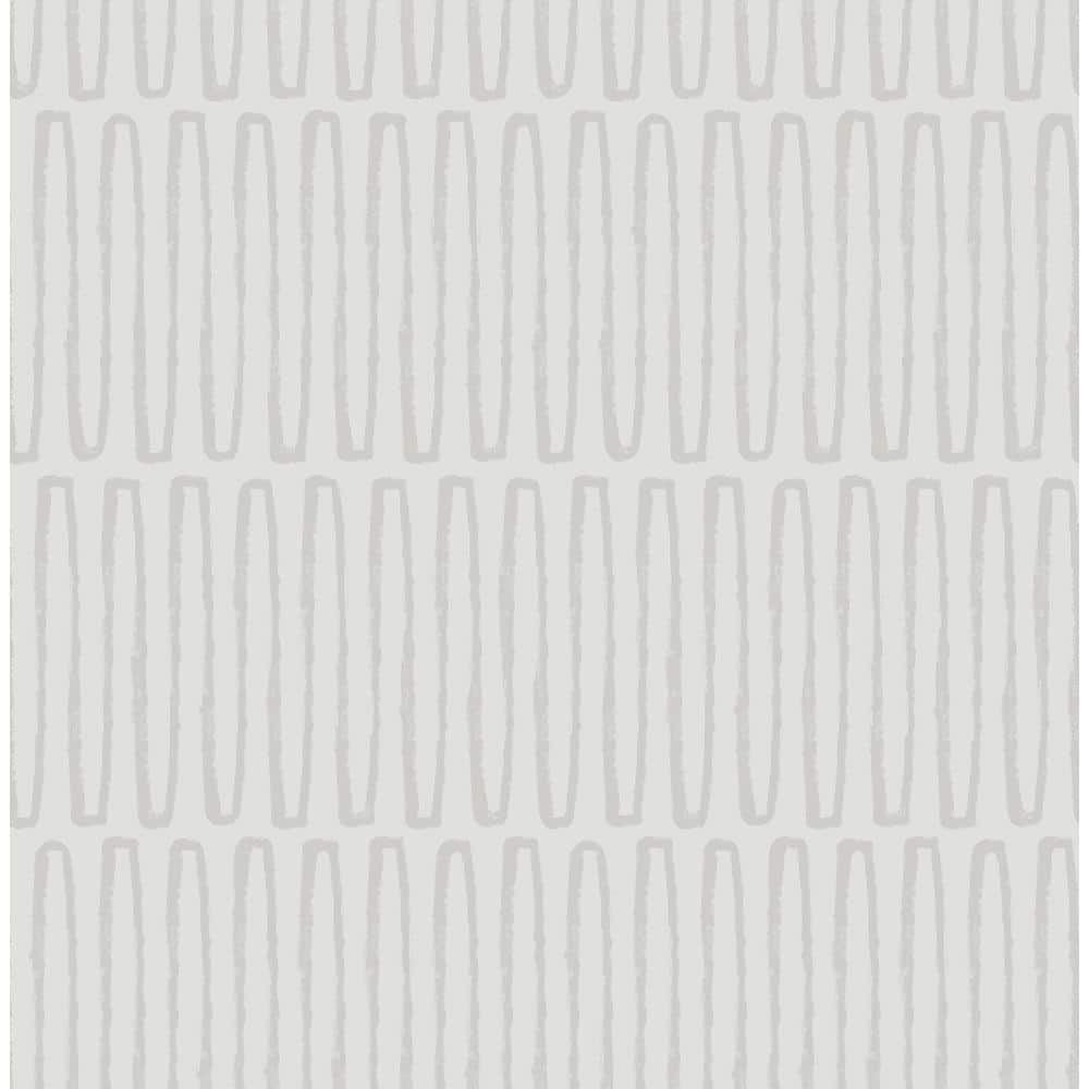 Light Grey Retro Wave Non-Pasted Vinyl Wallpaper Roll
