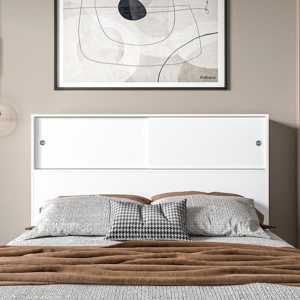 Victoria White Queen-Size Storage Headboard