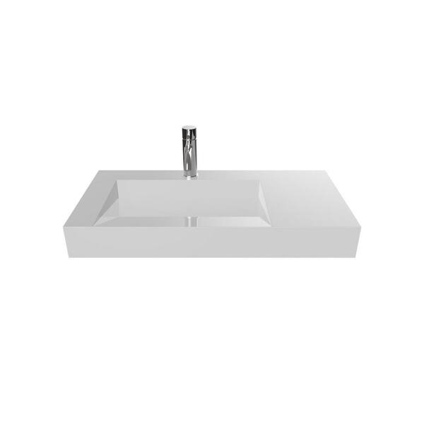 Badeloft Usa 39 In Wall Mount Vessel Sink Glossy White Wt 04 A G - Wall Mount Bathroom Sink Home Depot