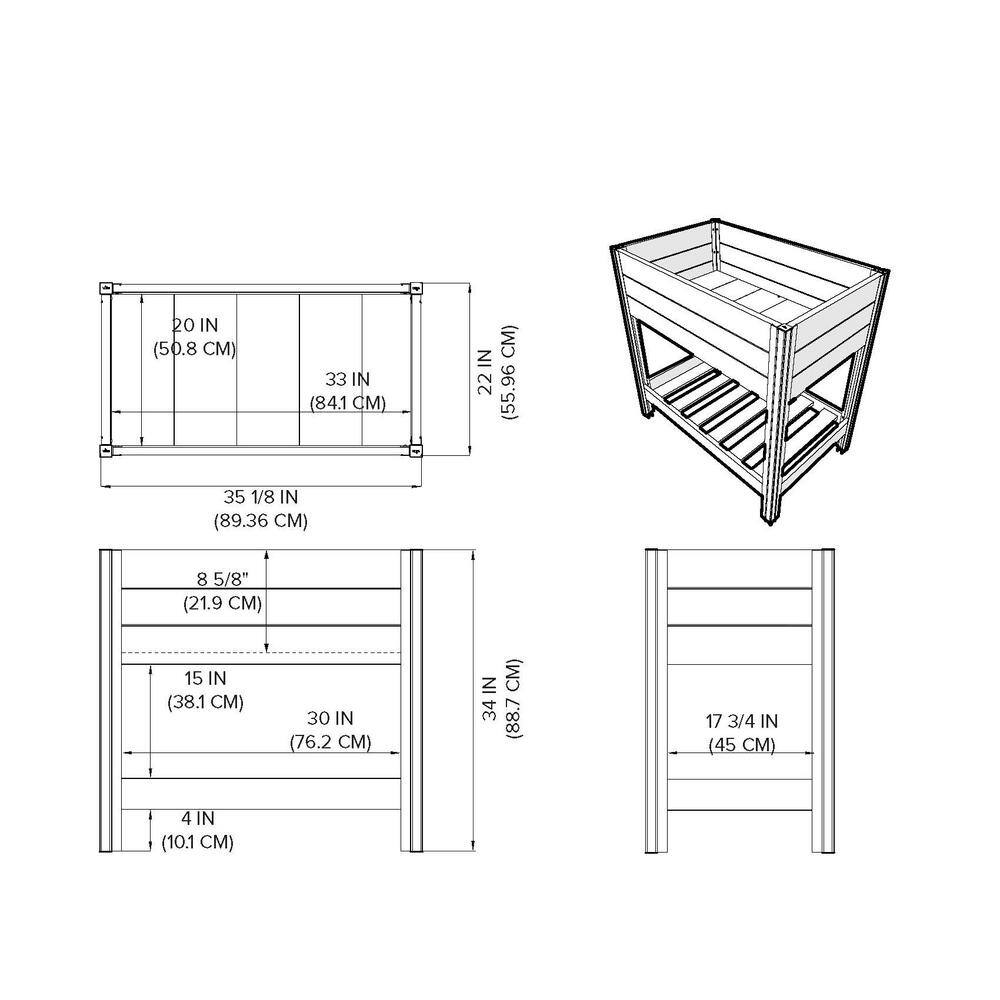 Slate Gray Elevated Vinyl Herb Garden Planter