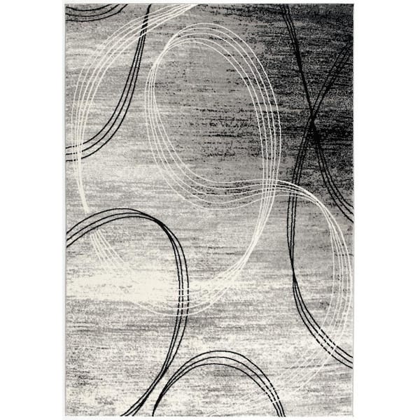 Rug Branch Montage Grey 3 ft. x 15 ft. Modern Abstract Runner Area Rug