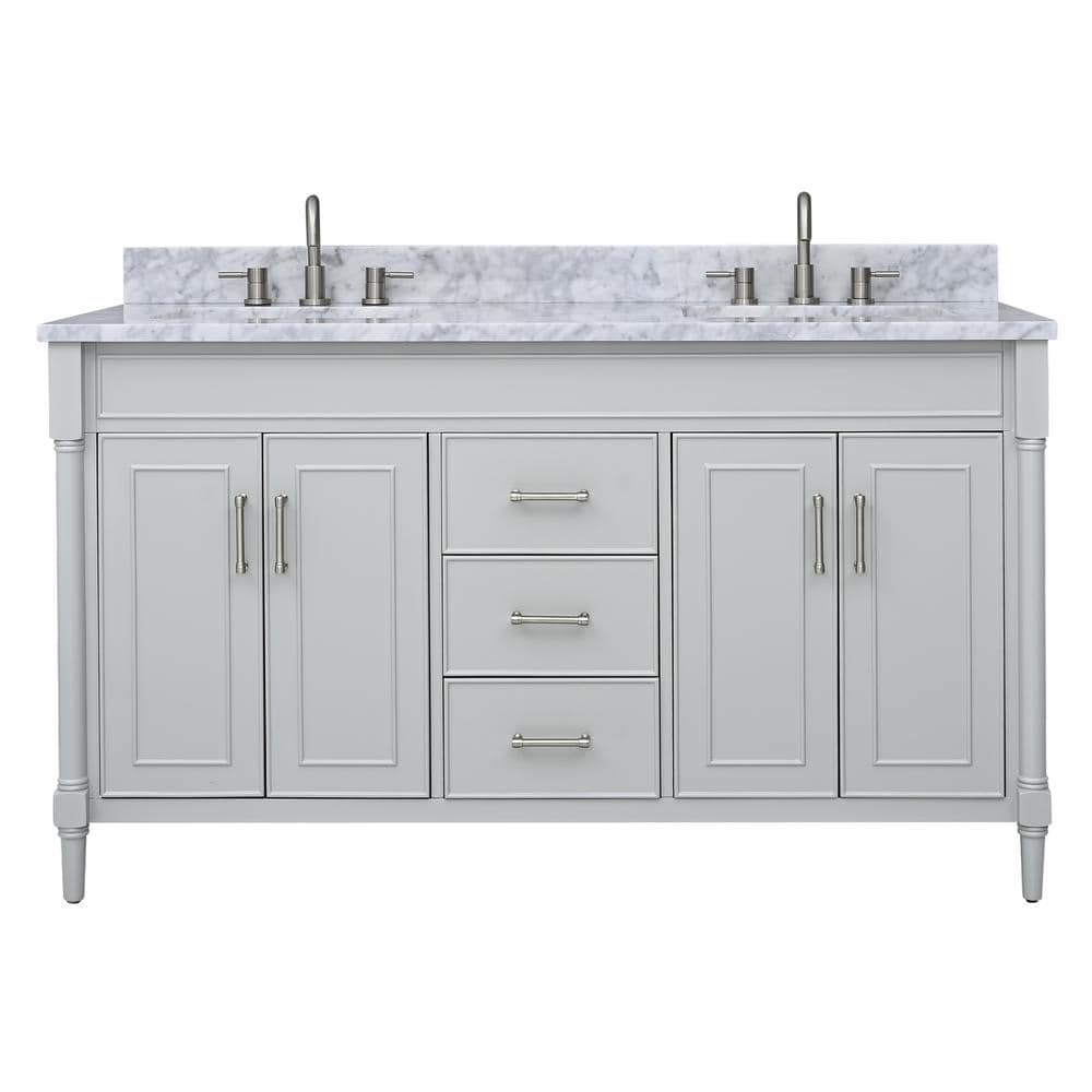 Bristol Light Gray 61'' Double Freestanding Bathroom Vanity
