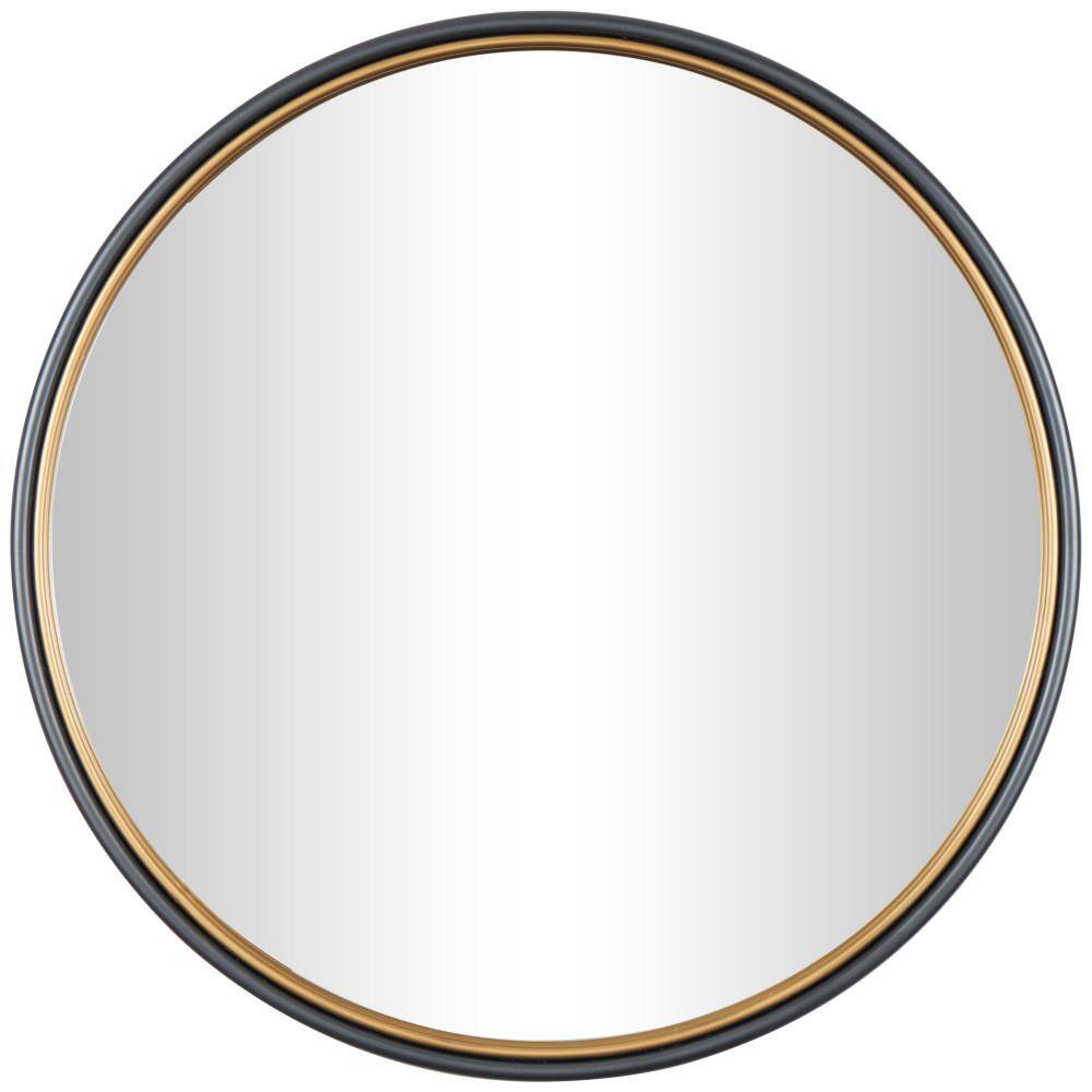 Litton Lane 46 in. x 46 in. Round Framed Black Wall Mirror with Gold ...