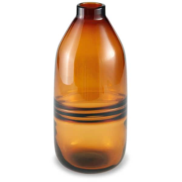 Lemmitt 12.01 in. Brown Glass Cylinder Decorative Vase