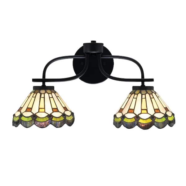 Unbranded Olympia 19 in. 2-Light Matte Black Vanity Light