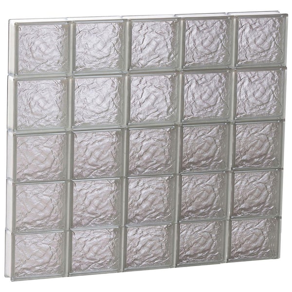 Clearly Secure 38.75 in. x 36.75 in. x 3.125 in. Frameless Ice Pattern Non-Vented Glass Block Window