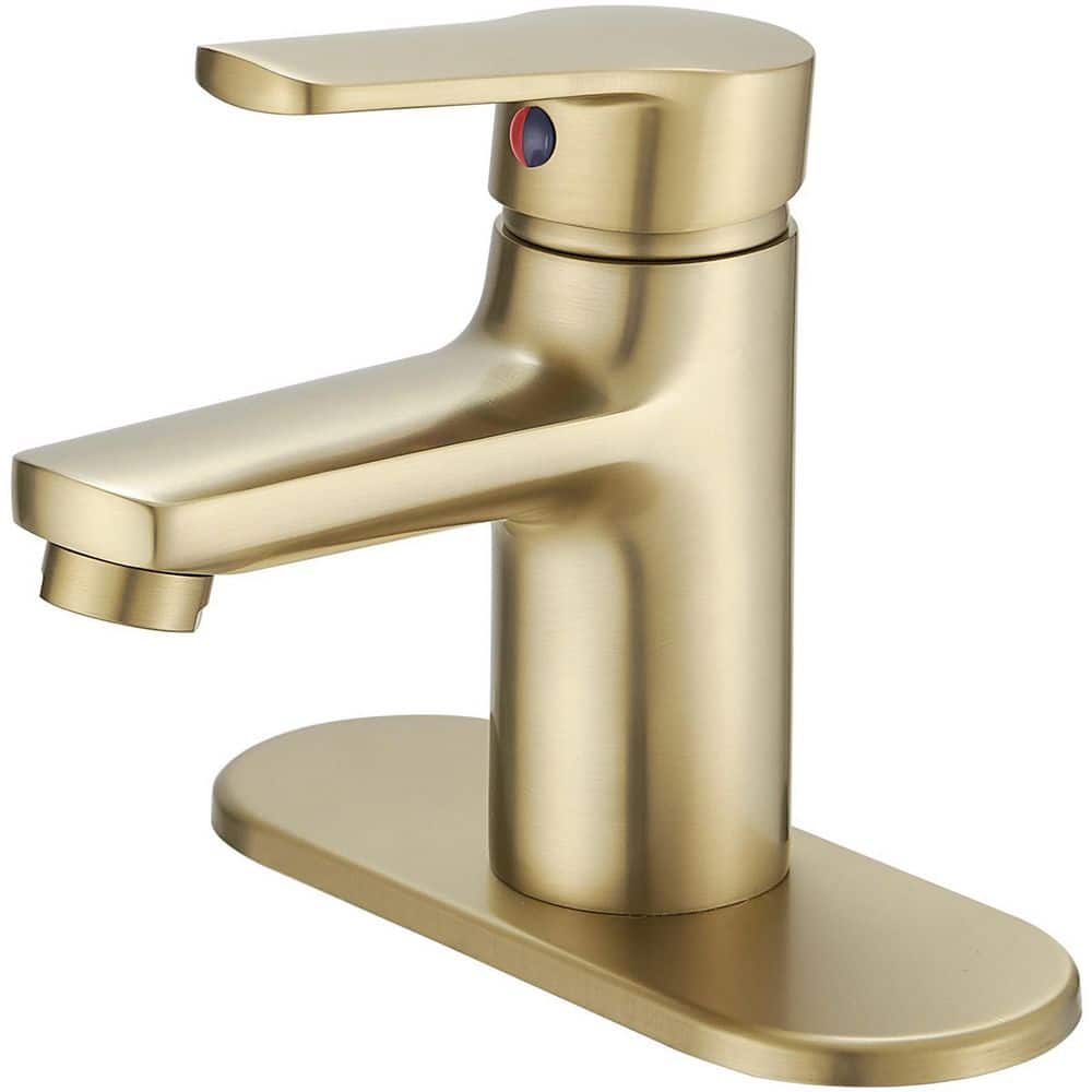 Brushed Gold Single Handle Stainless Steel Bathroom Faucet with Drain