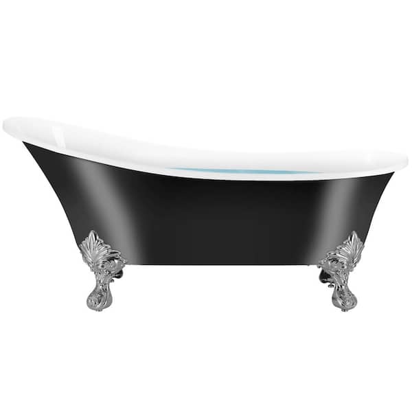60 in. Fiberglass Single Slipper Clawfoot Non-Whirlpool Bathtub in Glossy Black 60 in. Fiberglass Single Slipper Clawfoot Non-Whirlpool Bathtub in Glossy Black