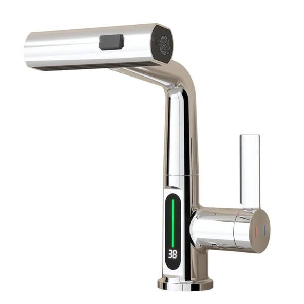 Aosspy Modern Single Handle Single Hole Bathroom Faucet in Chrome