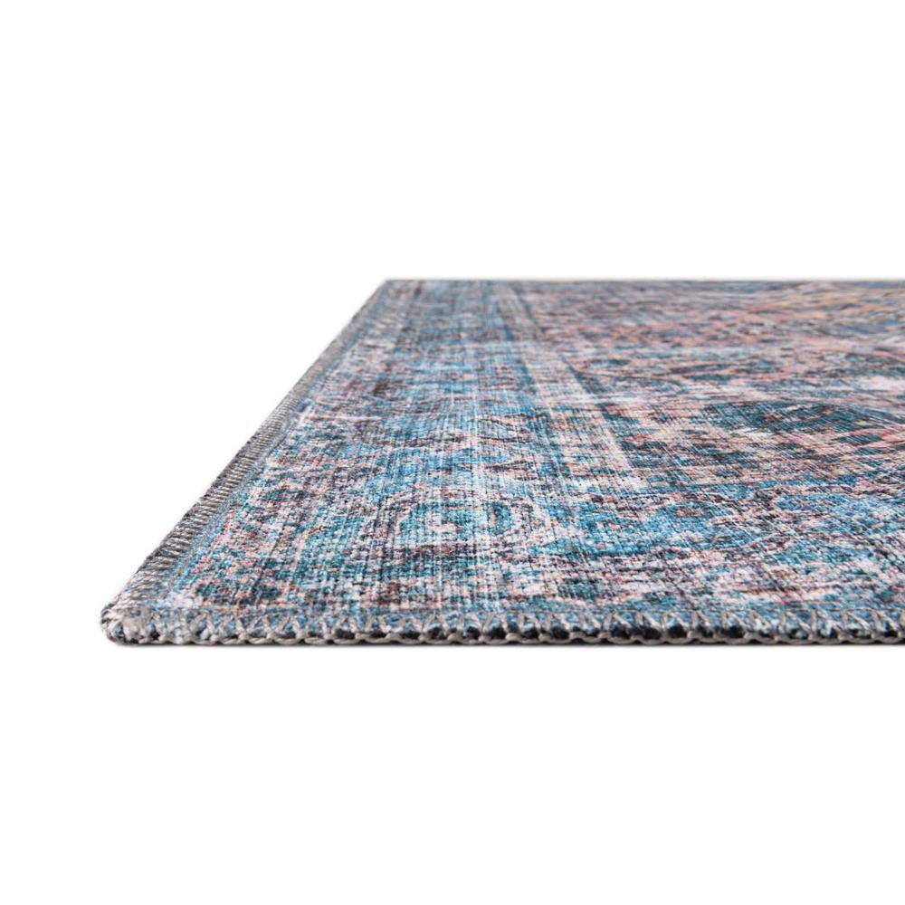 Mangata Medallion Blue Chenille 2'7" x 13'1" Runner Rug