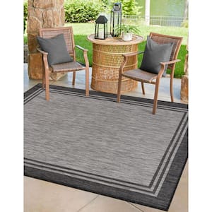 Paris Black Gray 5 ft. x 7 ft. Modern Plastic Indoor/Outdoor Area Rug  PLY-PRS-B&G-5X7 - The Home Depot