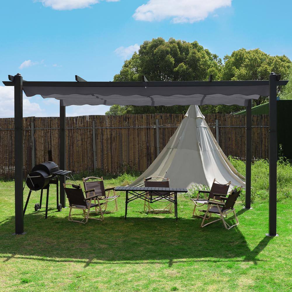 Reviews For Veikous 16 Ft W X 12 Ft D Aluminum Pergola Outdoor With Dark Gray Retractable 5442