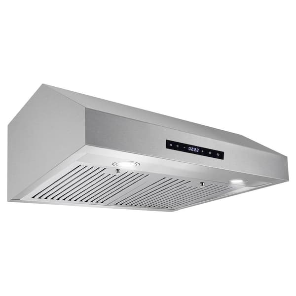 Stainless Steel Range Hood 30 inch KITCHENEXUS 200 CFM Under Cabinet Range  Hood Ducted/Ductless Convertible Duct with LED Lighting, Reusable Filters