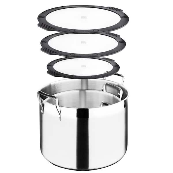 12pcs Pot with Glass Pot Lid Uncoated Stainless Steel Pot Set Household All  Applicable Golden Handle with Kettle Cooking Pot Set