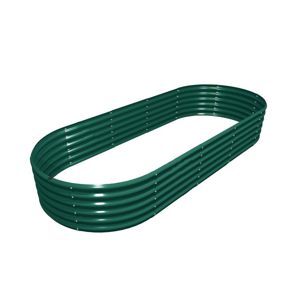 8x3x1.5 ft. Green Galvanized Metal Oval Raised Garden Beds Planter Box for Planting Vegetables Flowers Herb