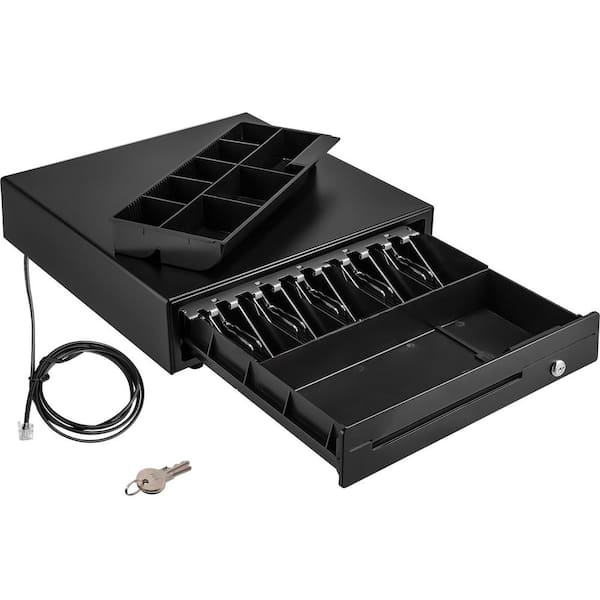 Cash Register Drawer, 16 in. Food Vacuum Sealer for POS System, 5 Bill 8 Coin Cash Tray, Coin Compartment Black