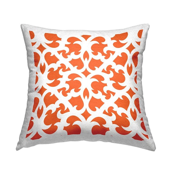 Stupell Industries Orange Brocade Outline Pattern Orange Square Outdoor Throw Pillow