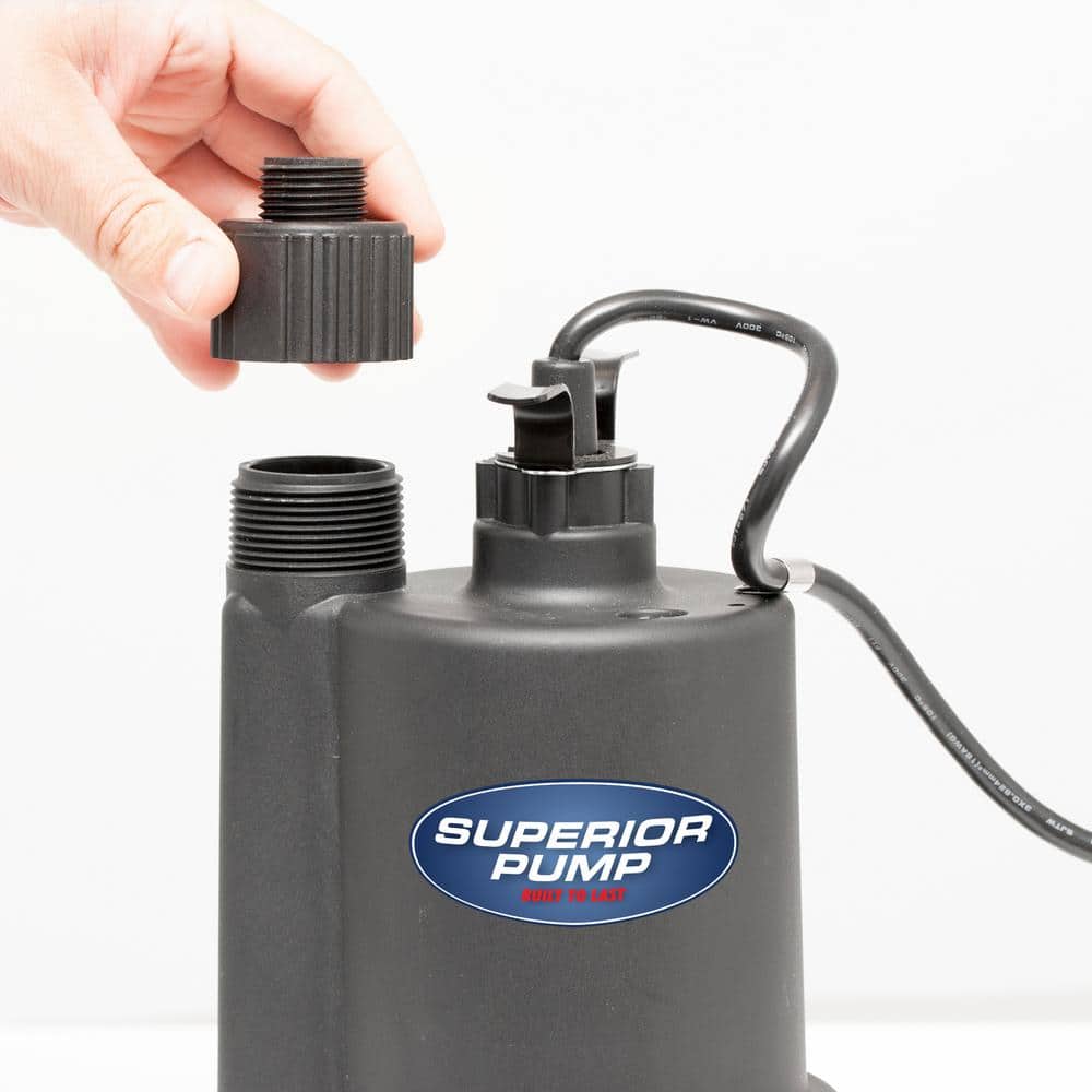 Superior 1/4 HP Black Thermoplastic Submersible Utility Pump