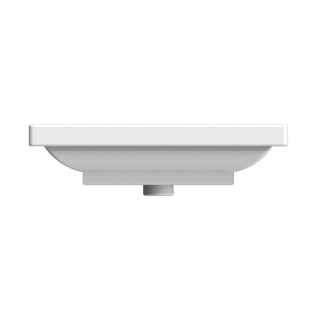 Scarabeo Glossy White Ceramic Wall-Mount Bathroom Sink with Overflow
