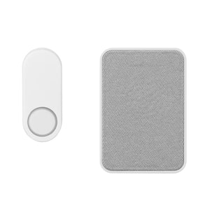 White Plastic Wireless Battery Operated Lighted Doorbell Kit with Gray Fabric