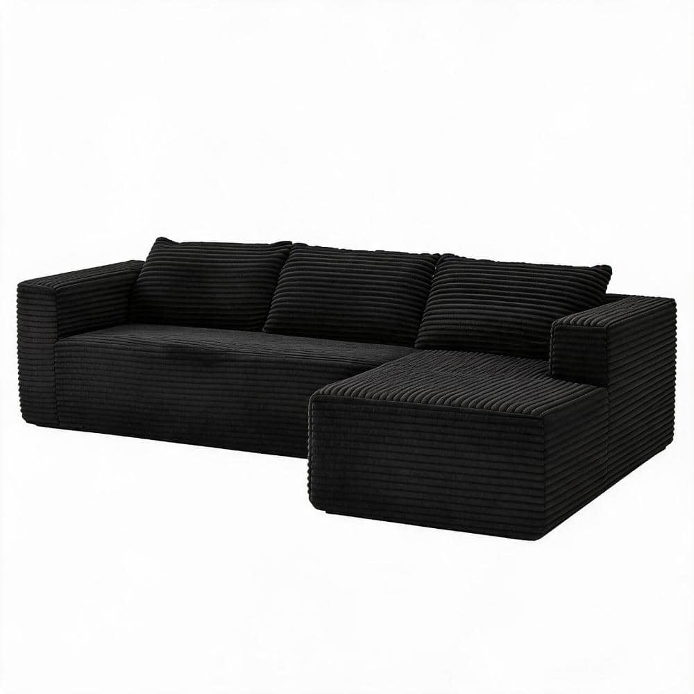 105 in. Armless 4-piece Corduroy L-Shaped Modular Sectional Sofa with Storage in Black durable construction price history on PriceWatchPro