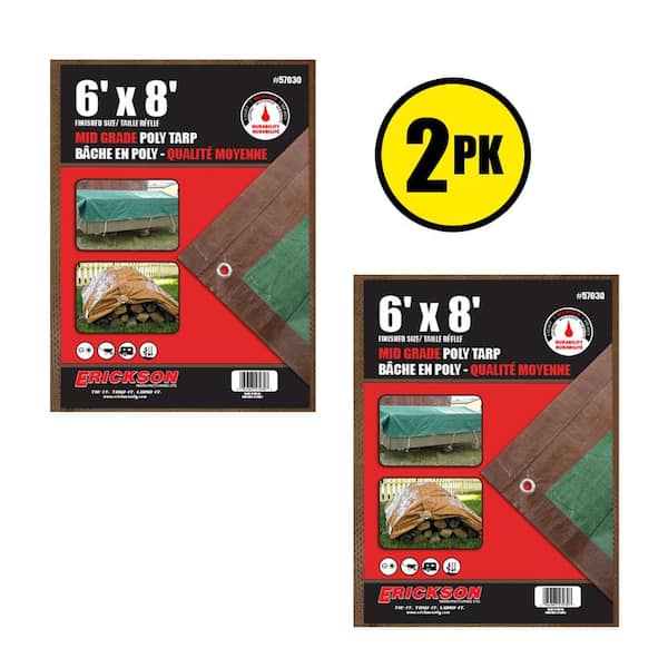 6 ft. x 8 ft. Green and Brown Medium Duty Poly Tarp with Grommeted Corners (2-Pack)