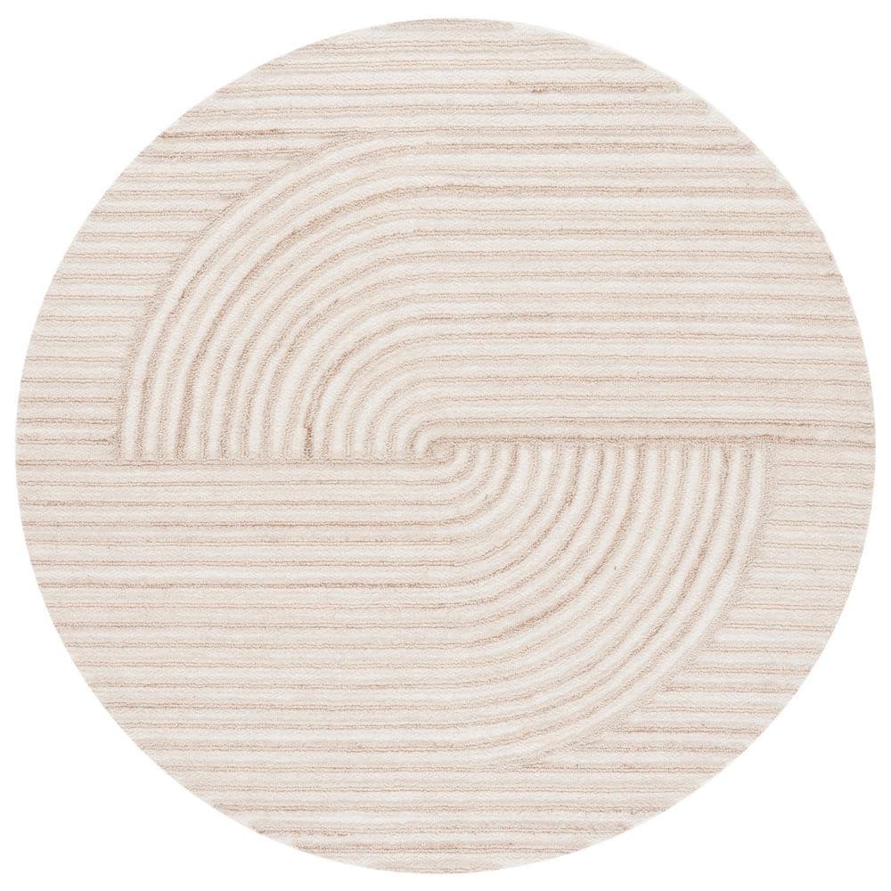 Southampton 6 ft. x 6 ft. Beige/Ivory Striped Swirl Round Area Rug price history on PriceWatchPro