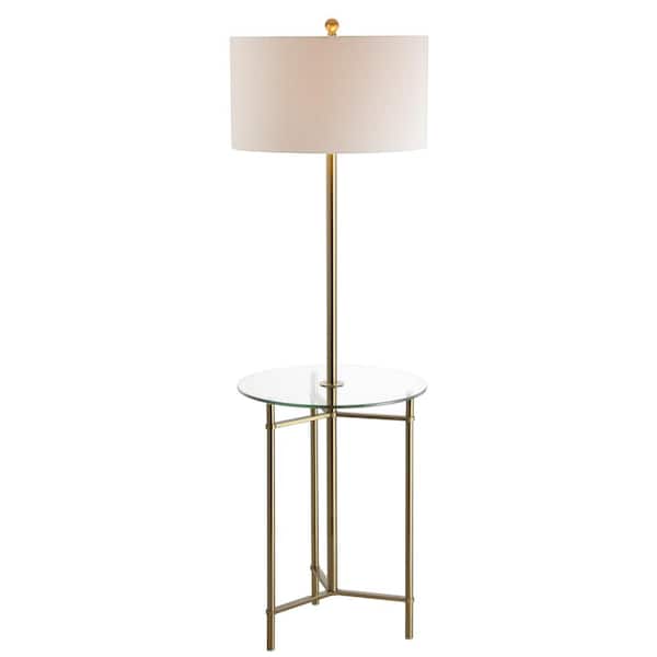 Metal Glass Led Side Table, Glass End Table Floor Lamp