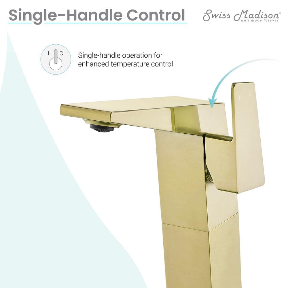 Carré Brushed Gold Single-Handle High Arc Bathroom Faucet