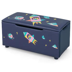 Navy 29.5 in. Kids Upholstered Storage Ottoman Bedroom Bench Versatile Toy Chest Footrest Stool with Lid