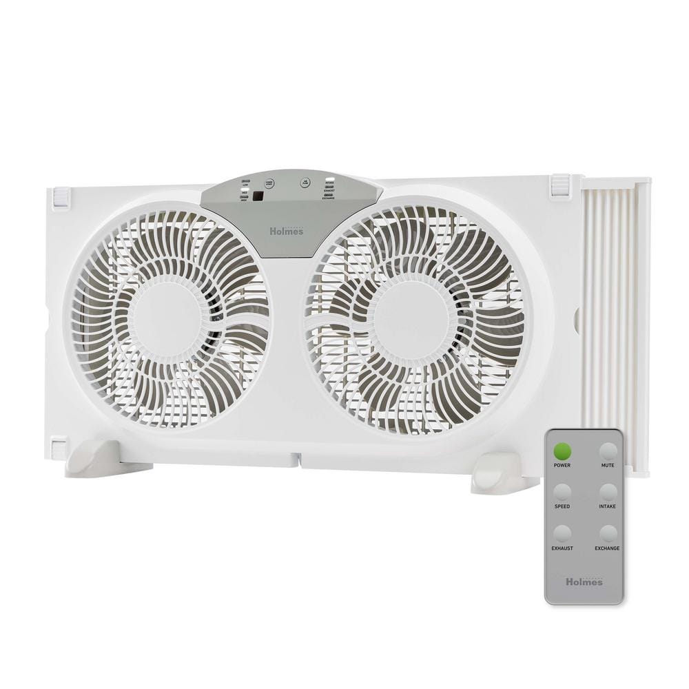 PocoAtmoph Window 2 ホワイト3枚 ｜リモコン付 Holmes 9 in. Twin-Blade 3-Speed White Digital Window Fan with