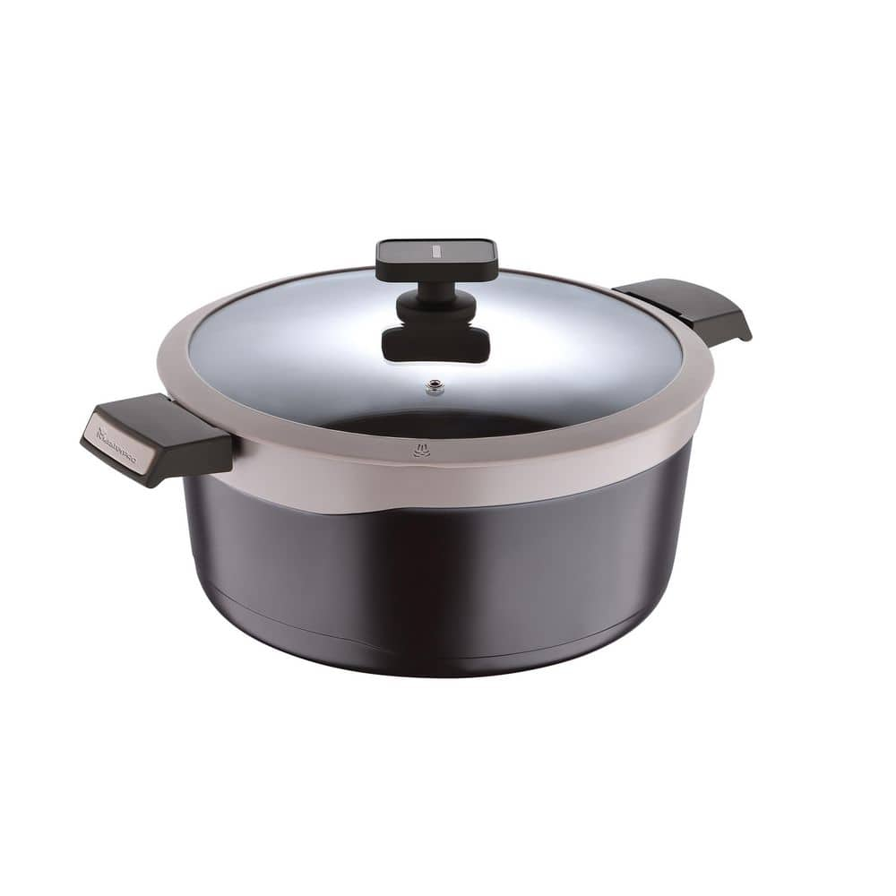 MasterPRO Gastro Titanium by 7.5 qt Cast Aluminum Dutch Oven Non Stick Interior and Vented Glass Lid Size: 7.5 qt MPUS14027-BRN