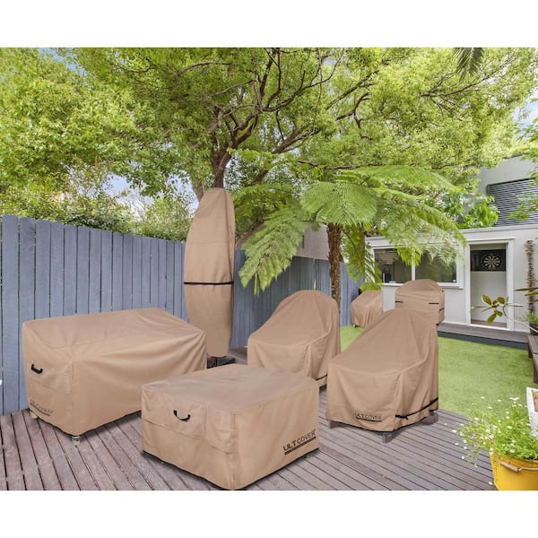 7.5-11.5 ft. Brown Patio Umbrella Cover Polyester Waterproof Outdoor Parasol Protector