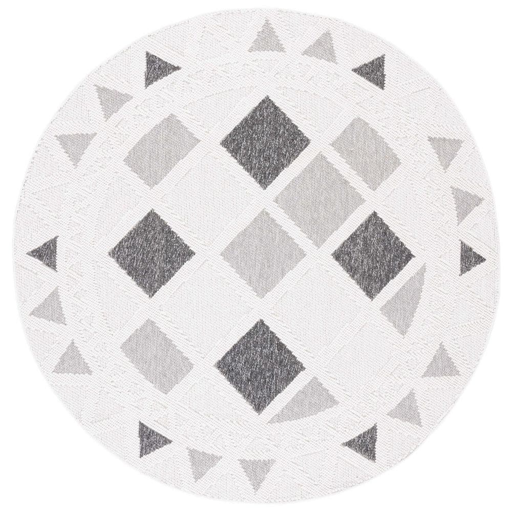 Lotus 7 ft. x 7 ft. Ivory/Dark Gray Abstract Geometric Round Area Rug price history on PriceWatchPro