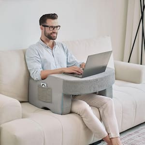 Reading Pillow Extra Large Arm Rest Pillow for Adult Memory Foam Lap Desk Pillow for Reading, Working in Bed Couch, Gray