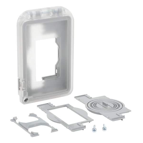 Commercial Electric 1-Gang Horizontal/Vertical Non-Metallic Weatherproof Flat Cover (24-in-1-Configurations), Clear
